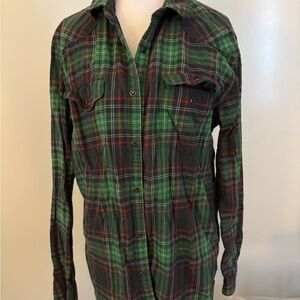 Lucky Brand Green and Red Plaid Casual Shirt